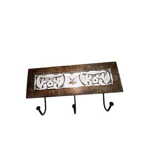 Handmade Carved Wood Bohemian Indie Wall Rack made in India